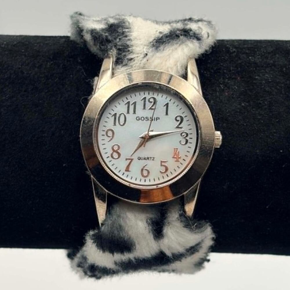 Silver & White Leopard Gossip Watch